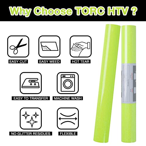Yellow Glitter HTV Heat Transfer Vinyl 2 Rolls Iron on Vinyl for T Shirts Crafts 12 inch x 5 ft