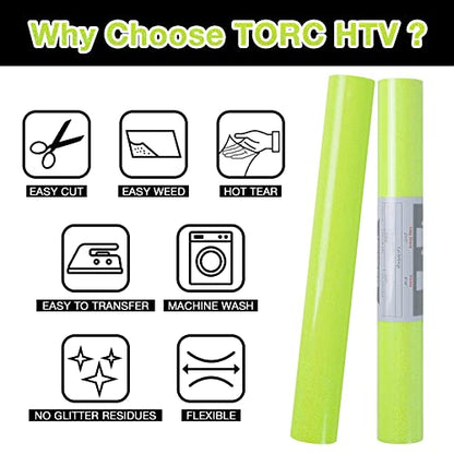 Yellow Glitter HTV Heat Transfer Vinyl 2 Rolls Iron on Vinyl for T Shirts Crafts 12 inch x 5 ft