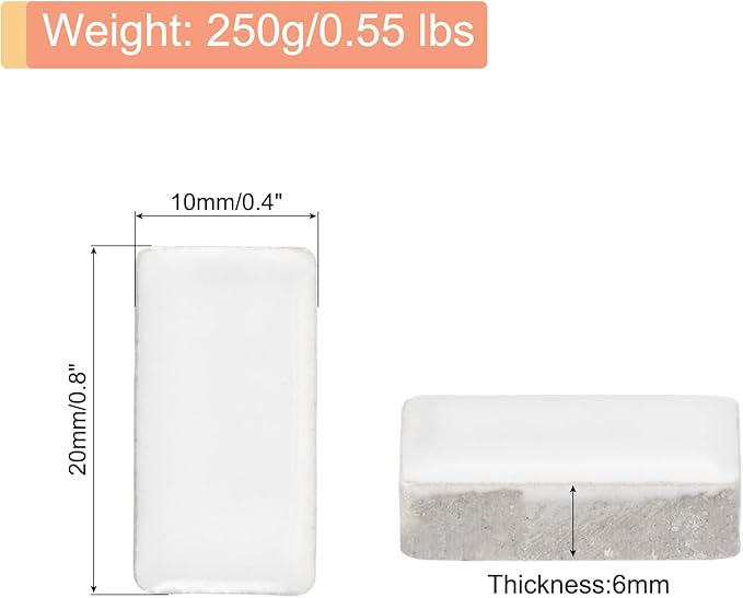 MECCANIXITY 250g Ceramic Mosaic Tiles for Crafts Bulk, Rectangle White Ceramic Tile for Mosaic Kits Garden Stepping Stone Cup Mat