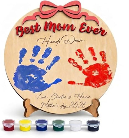 Personalized Best Mom Ever Hands Down Decorative Sign