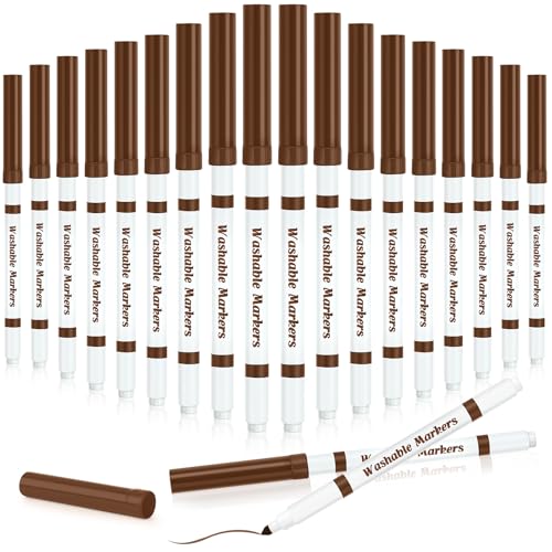 18 Pcs Line Washable Markers Brown Fine Tip Markers for Kid (18 Count)