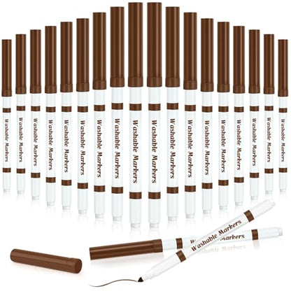 18 Pcs Line Washable Markers Brown Fine Tip Markers for Kid (18 Count)