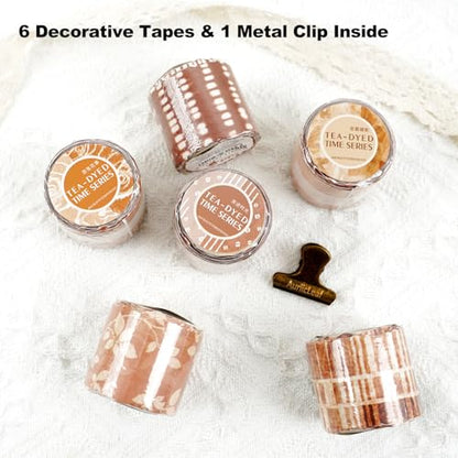Tea Dyed Scrapbook Washi Tape Set (6 Count)