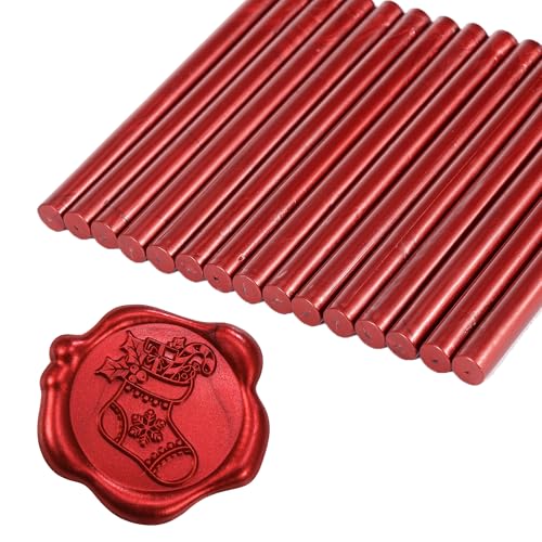 15Pcs Retro Wine Red Glue Gun Sealing Wax Sticks for Wax Seal Stamp (15 Count)