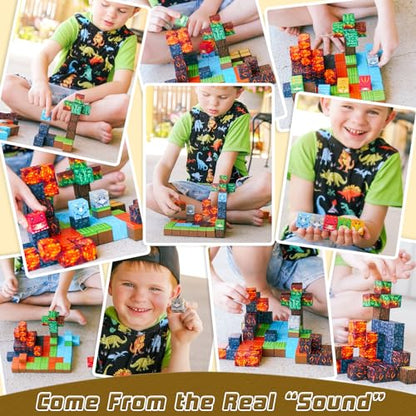 Dinosaur Toys Magnetic Blocks Volcano Edition (80 Count)