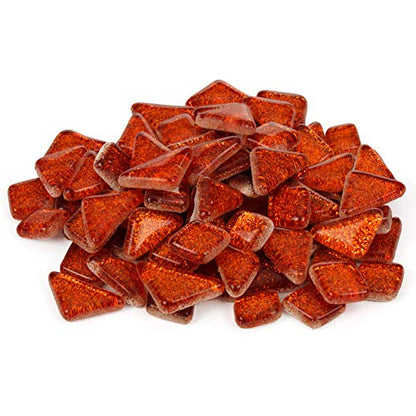 Orange Glitter Mosaic Tile Pieces