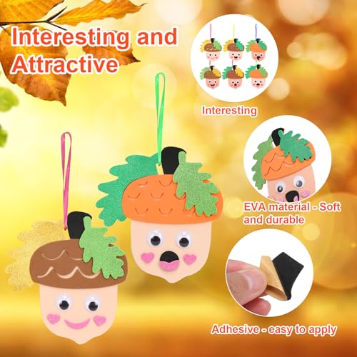 12 Pack Fall Crafts for Kids Make You Hazelnut Foam Stickers DIY Autumn Art and Craft for Boys Girls Party Supply Art Activities Birthday Gifts Fall Thanksgiving Decoration (12 Count)