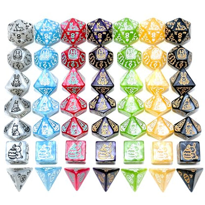 Double Colors Polyhedral Dice Sets with Pouches for D&D DND RPG MTG Dungeon and Dragons Table Board Roll Playing Games D4 D6 D8 D10 D% D12 D20 (49 Count)