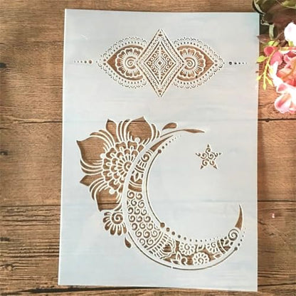 A4 Reusable Palace Moon Flower Stencil for Painting