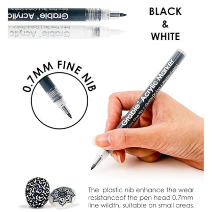 6 Pack of Black & White Acrylic Paint Markers