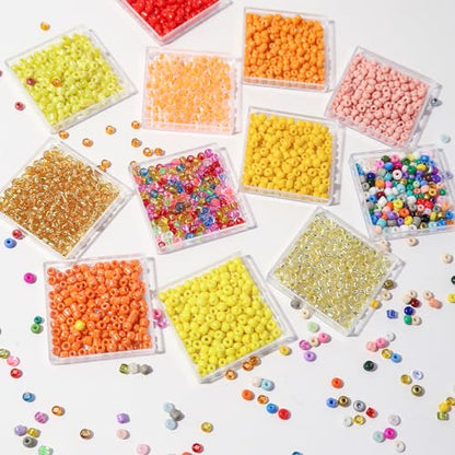 11200pcs Glass Seed Beads for DIY Crafting Bracelet Necklace Embroidery Jewelry Making Supplies (11200 Count)