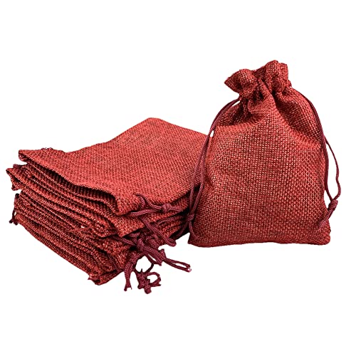 Pack of 25 Burlap Gift Bags with Drawstring Linen Jewelry Pouches Wedding Hessian Jute Bags for Birthday and Treat Pouches Party Wedding Favors Gift