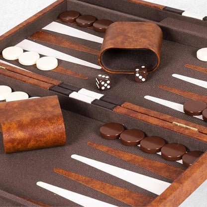 Premium Backgammon 15" Medium Brown