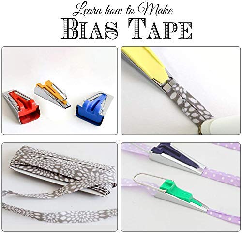 Fabric Bias Tape Maker Set of 19pcs Tools with Instruction (19 Count)