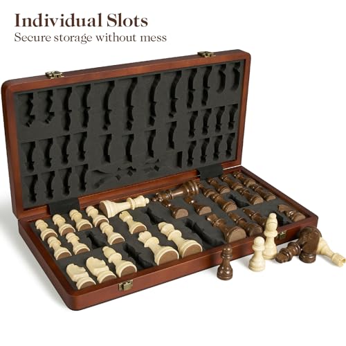 17" Magnetic Wooden Chess Set for Adults Kids