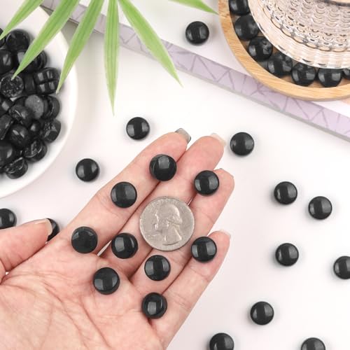 150g Glossy Black Round Glass Mosaic Tiles for Crafts Bulk (5.29 Ounce)