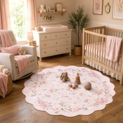 Bow Floral 4ft Round Rug