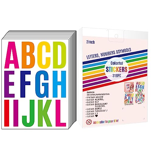 318Pcs 2inch Vinyl Letter & Numbers Stickers