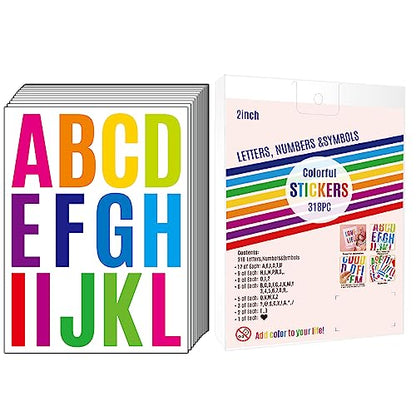 318Pcs 2inch Vinyl Letter & Numbers Stickers