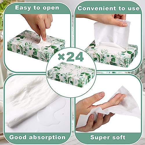 24 Packs 960 Sheets Tissue Cube Car Facial Boxes Disposable Facial Travel Tissues Holder Soft Watercolor Boxes 2 Ply 40 Sheets for Wedding Household Car Kitchen Bathroom