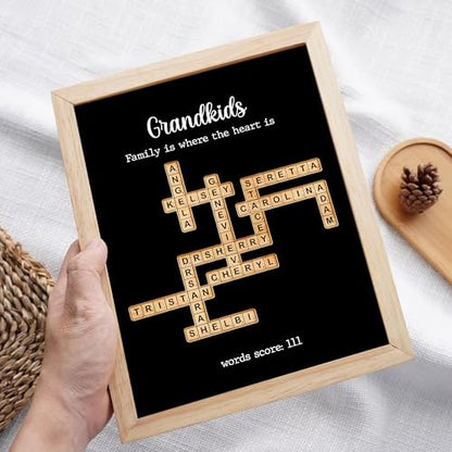 Personalized Crossword Family Name Wall Art Decor Living Room Customized Family Letter Title Name Puzzle for Gift for Lovers (5 Count)