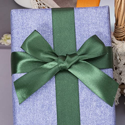 1 Inch Dark Green Solid Satin Ribbon for Gift Wrapping (150 Foot)