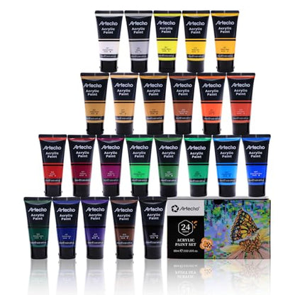 24 Colors Acrylic Paint 60ml (48.48 Fl Oz)