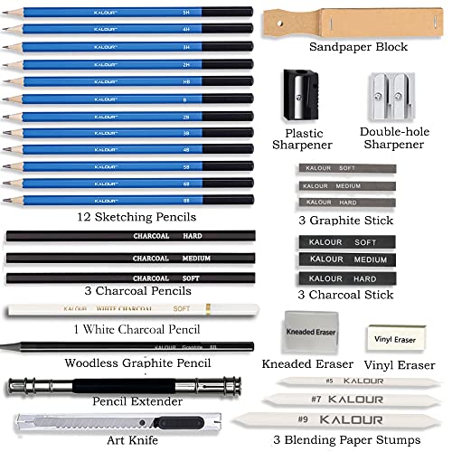 34 Sketching Pencil Set with Sketchbook