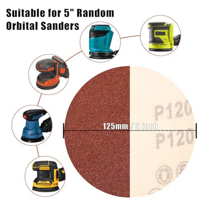 150 PCS 180 Grit 5 Inch Sanding Discs Hook and Loop Sandpaper (150 Count)