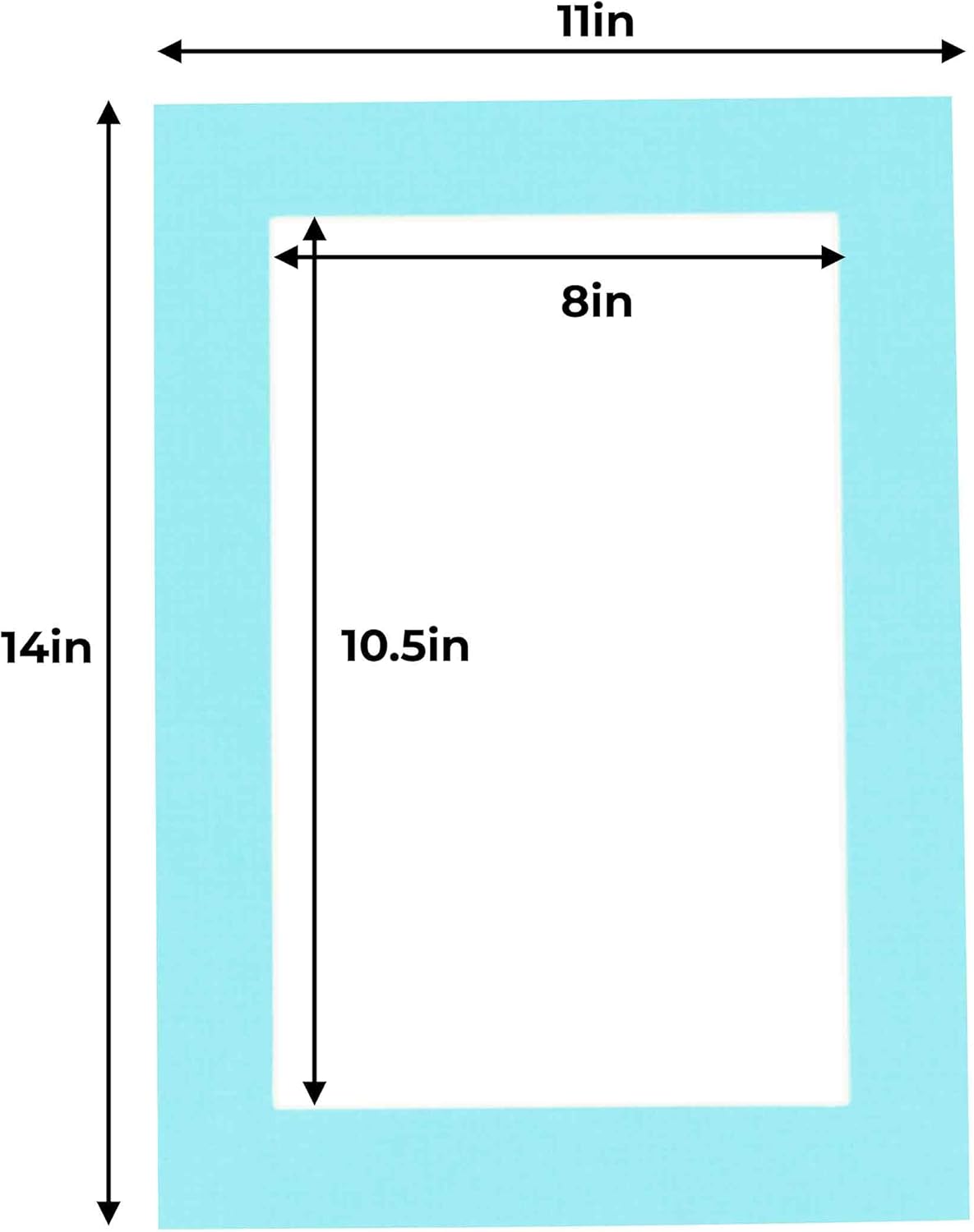 11x14 Mat for 8.5x11 Photo - Precut Aquamarine Blue Picture Matboard for Frames 11 x 14 Inches - Bevel Cut to Display Art 8.5 x 11 Inches - Acid Free Pack of 25 MATS with Backing Boards & Clear Bags