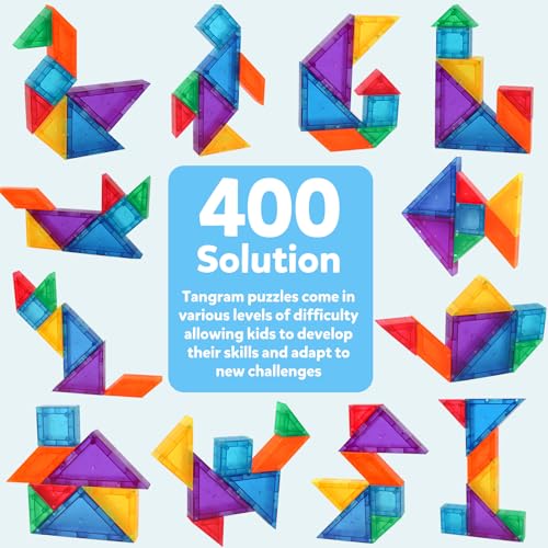 Magnetic Tangram Puzzle with 3D Building Blocks (7 Count)