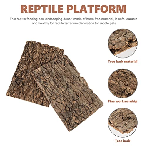 Cork Bark 3Pcs Plants Decor Cork Terrarium Background Decorative Tree Bark Adornment Reptile Climbing Plaything for Gecko Lizard Tortoise Frog Bearded Dragon Tank Access