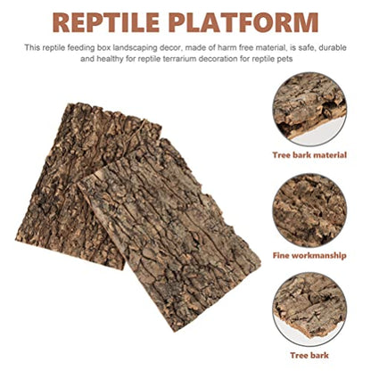 Cork Bark 3Pcs Plants Decor Cork Terrarium Background Decorative Tree Bark Adornment Reptile Climbing Plaything for Gecko Lizard Tortoise Frog Bearded Dragon Tank Access