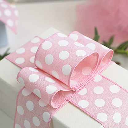 Pink Polka Dot Ribbon (30 Foot)