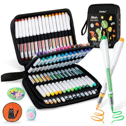 Acrylic Paint Markers Brush Tip 72 Colors Opaque Paint Pens (72 Count)
