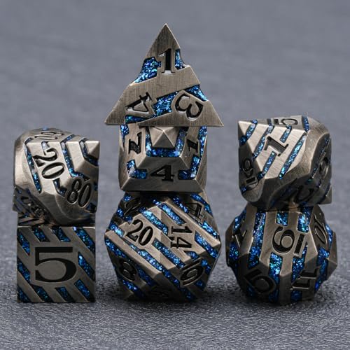 Metal Dice Set with Inlay Design