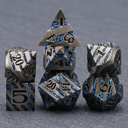 Metal Dice Set with Inlay Design