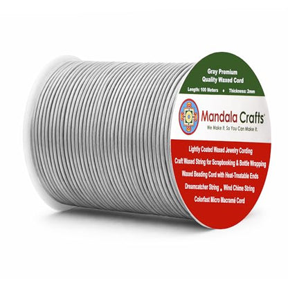 2mm Gray Waxed Cord (327 Foot)
