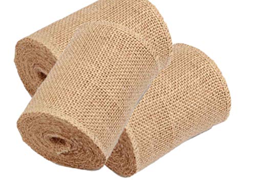 3 Pack 90 feet Burlap Ribbon 5" x 10 Yards Natural Jute 5 Inch 30ft roll (90 Foot)