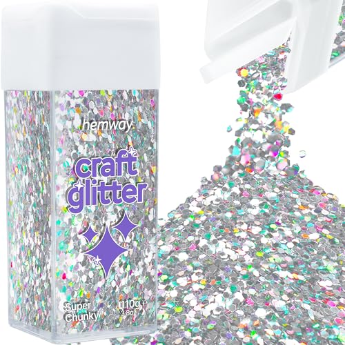 Craft Glitter Shaker Silver Holographic 110g Super Chunky (3.9 Ounce)