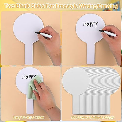 50 Pack Dry Erase Answer Paddles Handheld Paddles Mini White Boards (50 Count)