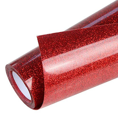 Red Glitter HTV Heat Transfer Vinyl Roll 12 inch x 5 ft Iron on Vinyl for T Shirts Crafts