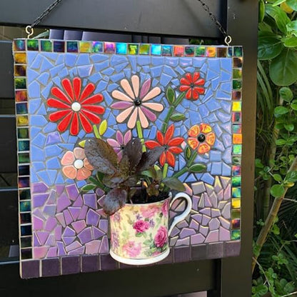 Pink Glass Mosaic Tiles for Crafts Bulk (7.05 Ounce)