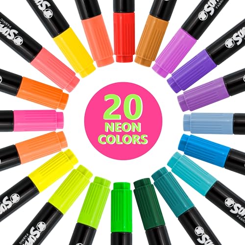Super Markers 20 Neon Dual Tip Fabric Markers (20 Count)