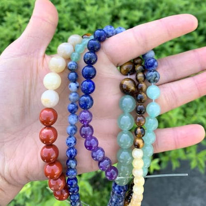 60pcs Adabele Natural Multiple Gemstone Amethyst Lapis Lazuli Sodalite Aventurine Tiger Eye Yellow Jade Red Jasper 6mm Round Chakra Stone Beads (62 Count)