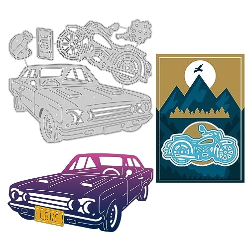 Car and Motorcycle Cutting Dies for Card Making Love Licence Plate Cut Die for DIY Scrapbooking Journal Embossing Paper Craft Decor