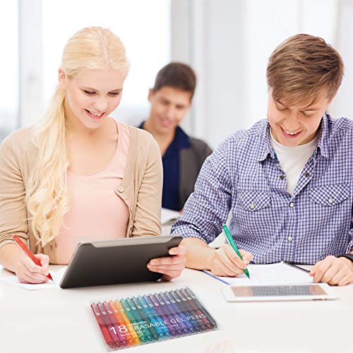 18 Colors Retractable Erasable Gel Pens Clicker (18 Count)
