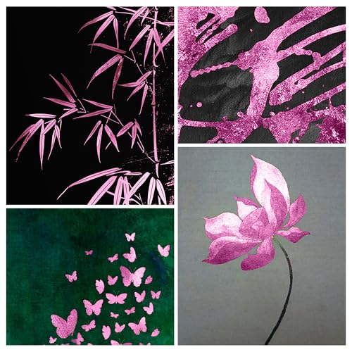 Gold Leaf Sheets for Art 100 PCS Magenta Foil 3.15 by 3.35 Inches (100 Count)