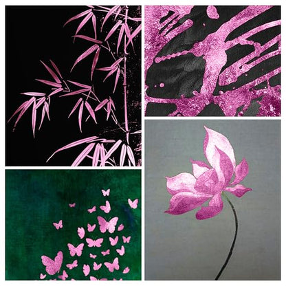 Gold Leaf Sheets for Art 100 PCS Magenta Foil 3.15 by 3.35 Inches (100 Count)