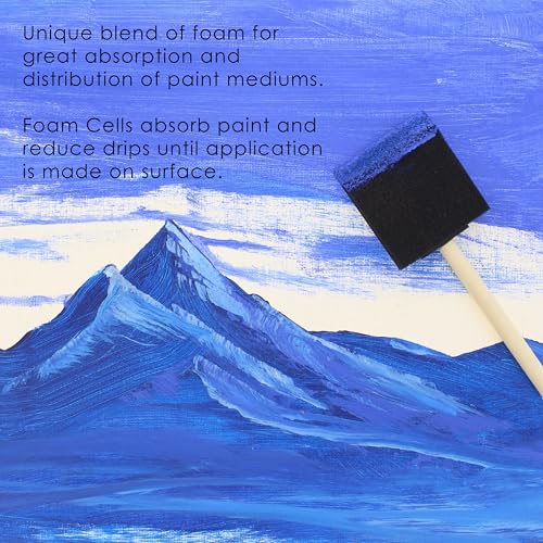 US Art Supply 3 inch Foam Sponge Wood Handle Paint Brush Set